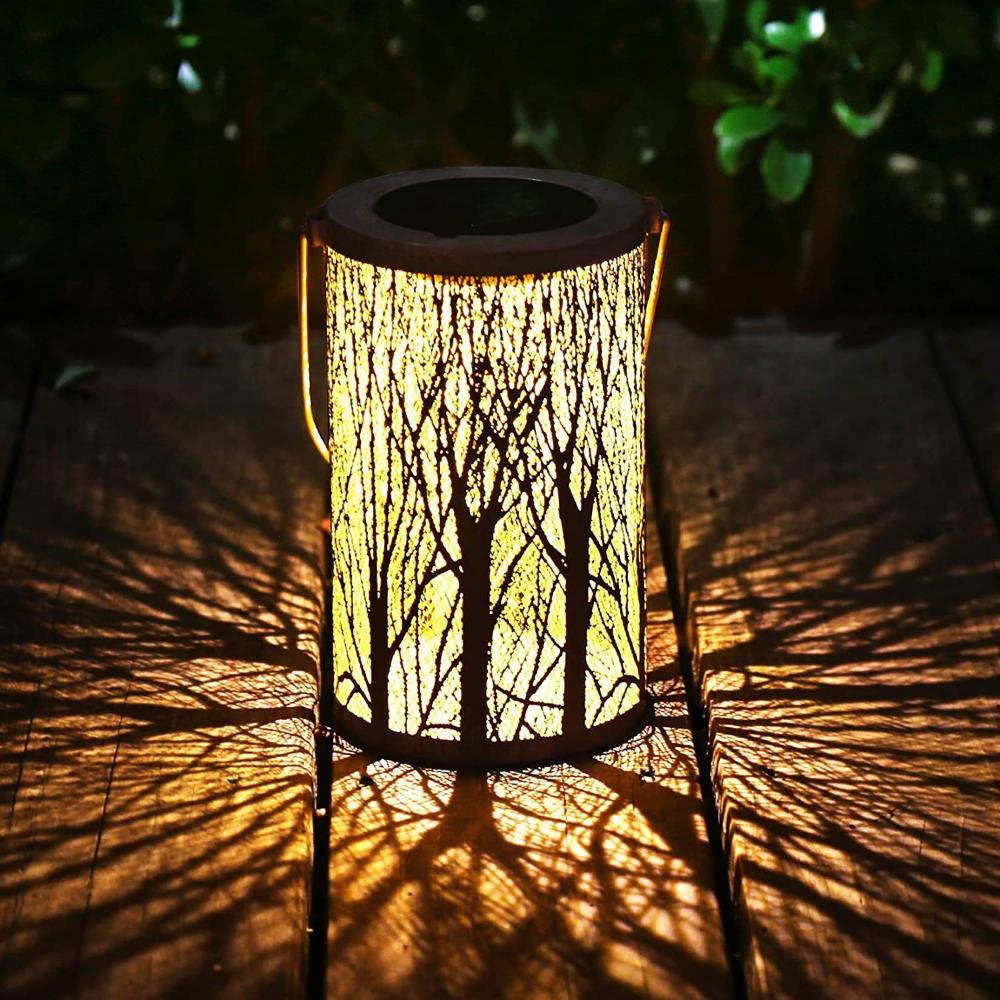 New Solar Lamp Wrought Iron Lantern Retro Garden Lamp Hollow Atmosphere Lamp Lawn Lamp Outdoor Waterproof Decorative Lamp