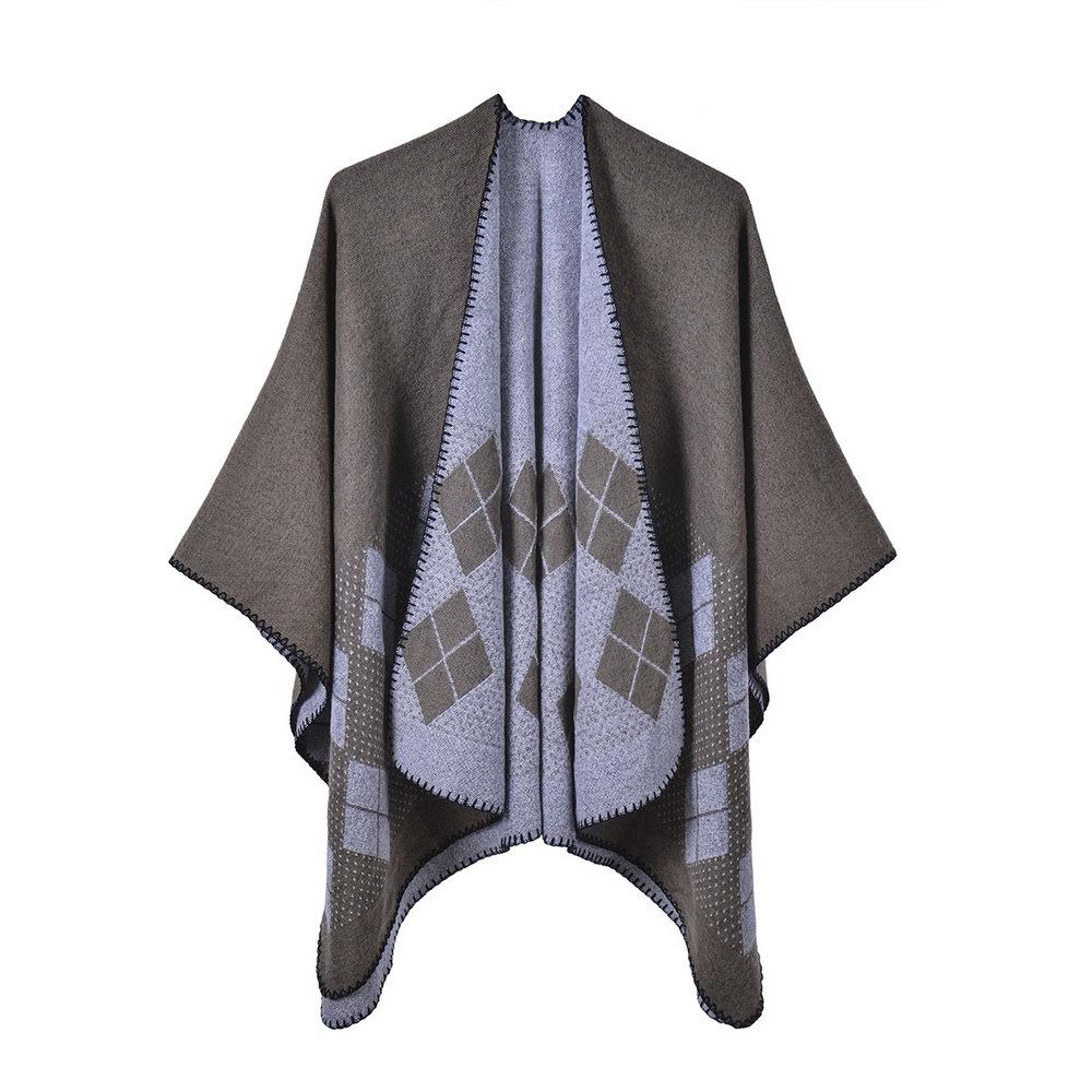 Ponchos Coat  Cashmere Scarves Women Winter Warm Shawls And Wraps Pashmina Thick Capes Blanket Femme Scarf
