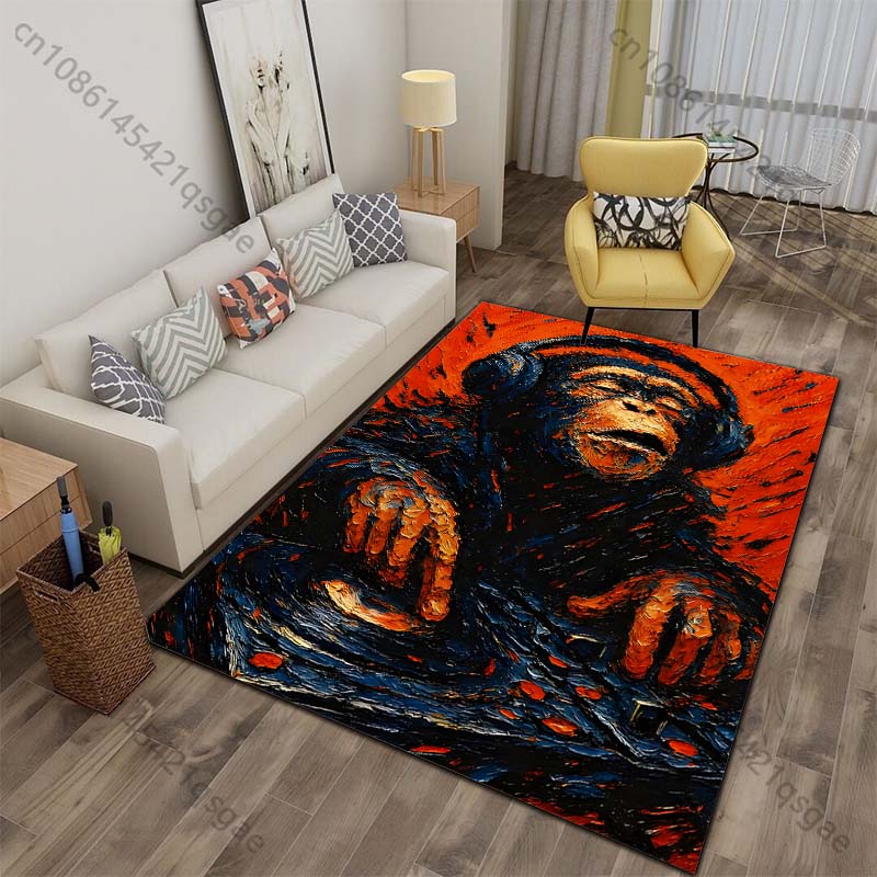 

Fiery orange background headphone DJ console Print Carpet for Living Room Bedroom Sofa Home Decor Non-slip Mat Luxury Gift 40x60cm