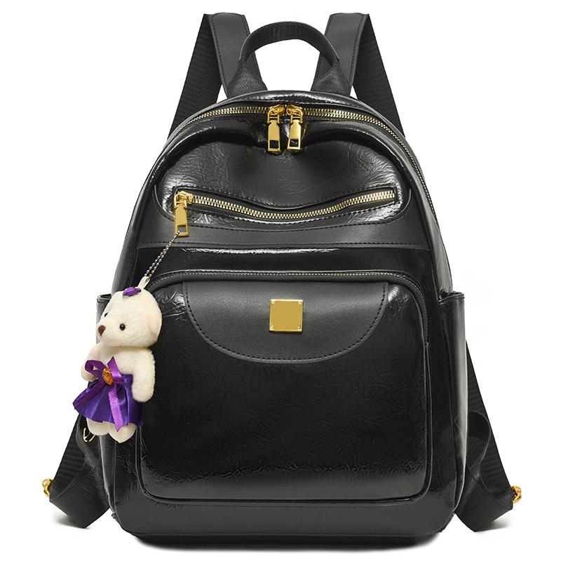 Женский Рюкзак из ПУ Большой Вместимости Для Улицы чёрный