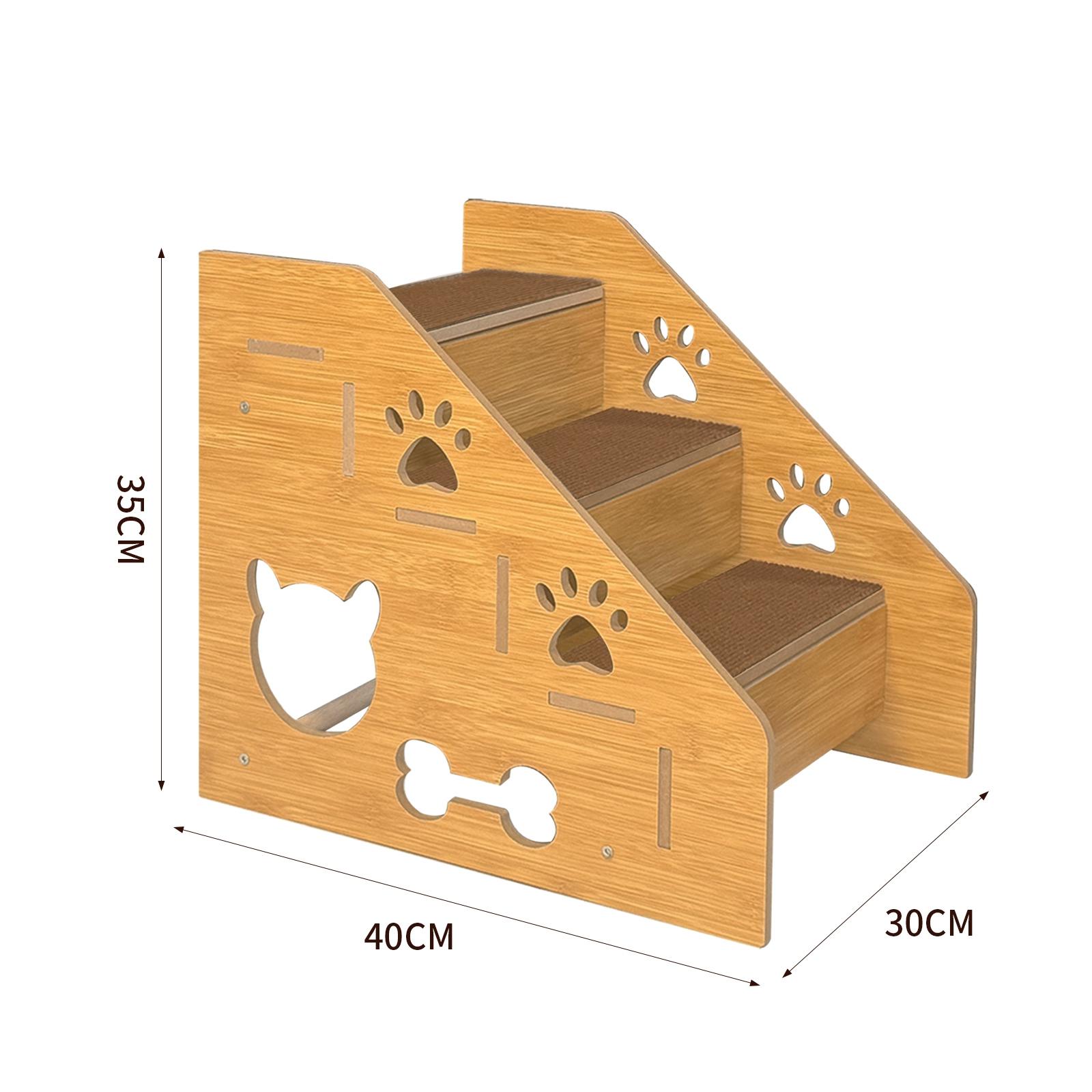 4 Layer Wooden Pet Climbing Ladder Dog Up And Down Bed Stairs Stepped Pet Slope Climbing Ladder Lightweight For Small Dogs Cats