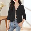 ZANZEA Women Casual V-Neck 3/4 Sleeve Summer Cardigan Tops