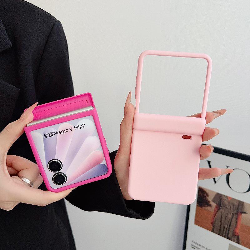 Honor Magic V Flip2 Magnetic Center Shaft Drop-Proof Case: Foldable Solid Color PC Hard Cover