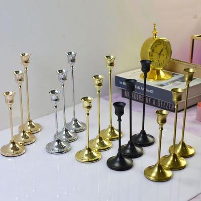 3Pcs Exquisite Metal Metal Candlestick European Style High Footed Tabletop Candle Holder Easy Installation Rust-proof