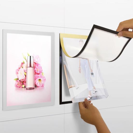 Magnetic Sign Holder Wall Mount Self-Adhesive Display Picture Frame Waterproof Clear PVC Document Holder for Home School Office Wall Door Refrigerator