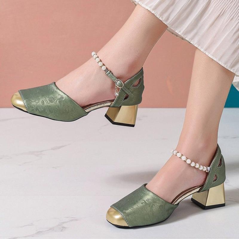 Baotou Sandalen - Damenschuhe mit mittlerem Absatz - Neuer Stil - Elegante High Heels mit dickem Absatz