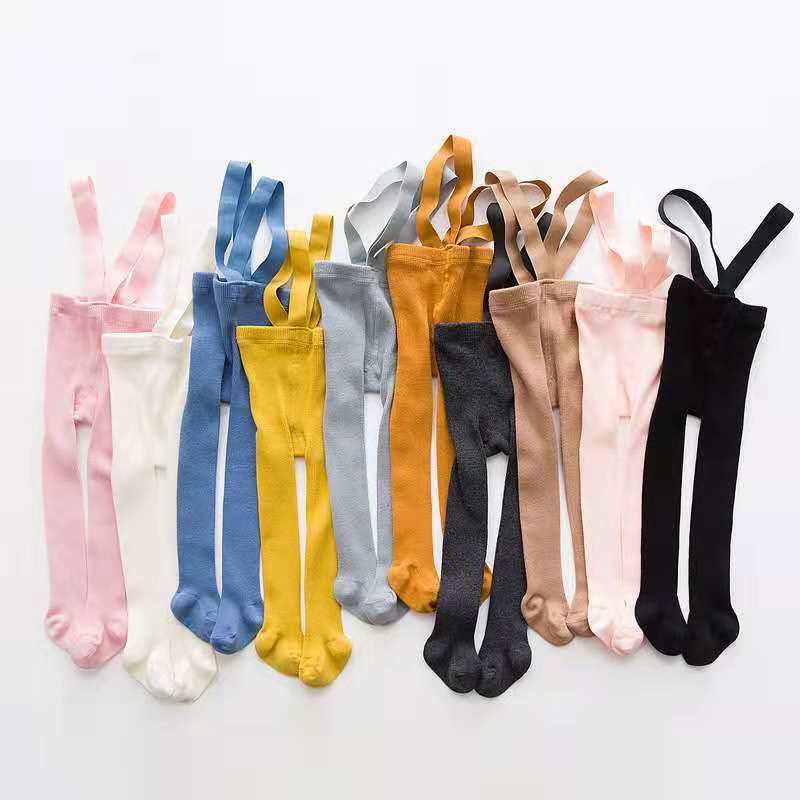 Breathable High Waist Baby Overalls Tights with Navel Protection - Solid Color Kids' Tights