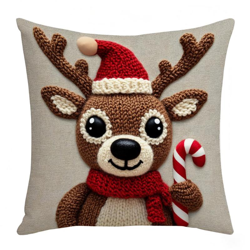 

45cm Grey Red Christmas Pillowcase Cartoon Santa Snowman Elk Sofa Cushion Cover Home Bed Car Decor Merry Christmas