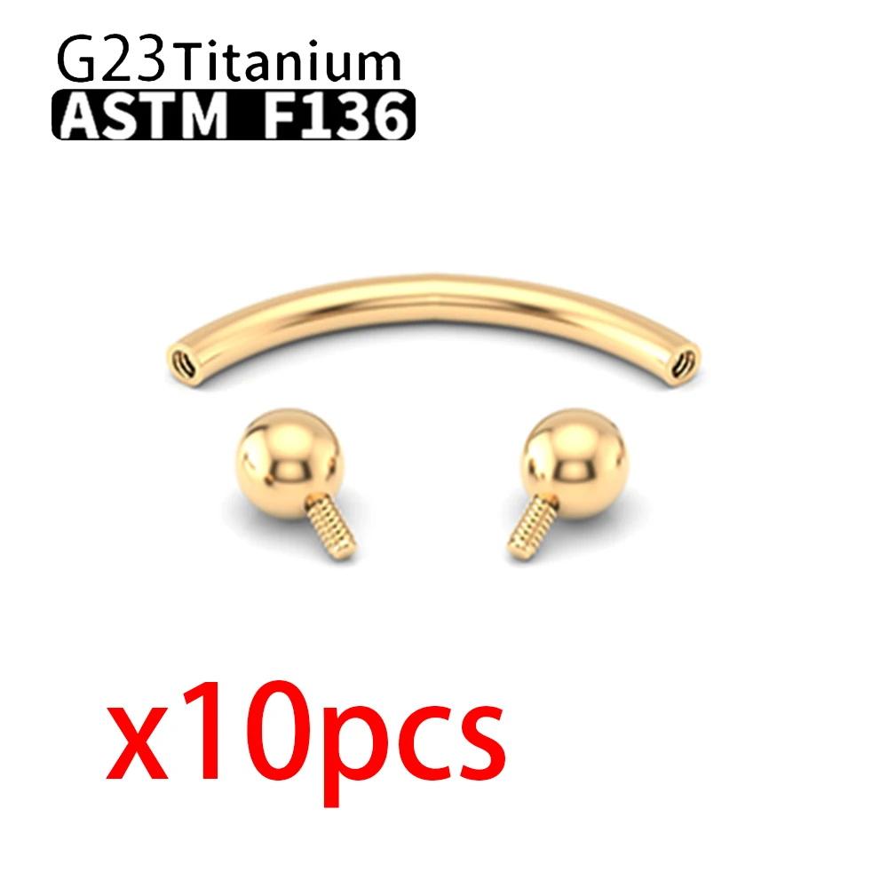 10PCS Wholesale G23 Titanium Labret Lip Stud Piercing Eyebrow Nose Ring C rod For Women Septum Piercing Body Zircon