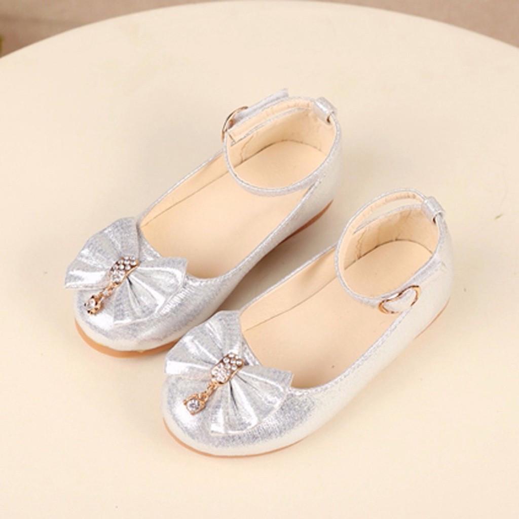 Children Infant Kids Baby Girls Bowknot Crystal Dance Shallow Single Shoes