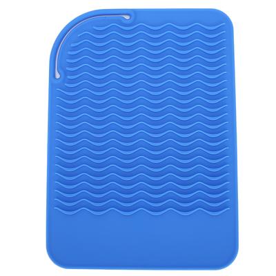 Housse en silicone résistante à la chaleur pour fer à lisser et boucler les cheveux, tapis antidérapant(Bleu )