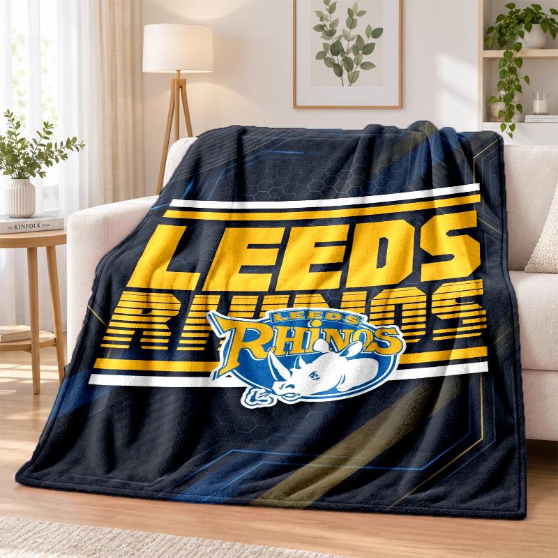 Leeds Rhinos Bedruckte Flanelldecke Warmer Komfort Tagesdecke für Innenbereich Heimdekoration