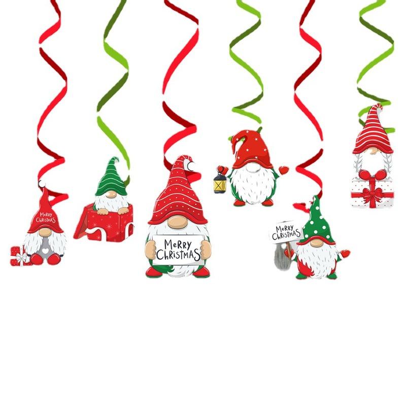 6pcs Christmas Foil Spiral Pendant Ceiling Hanging Garlands Christmas Decoraitons for Home Navidad Decor New Year 2025 Gifts