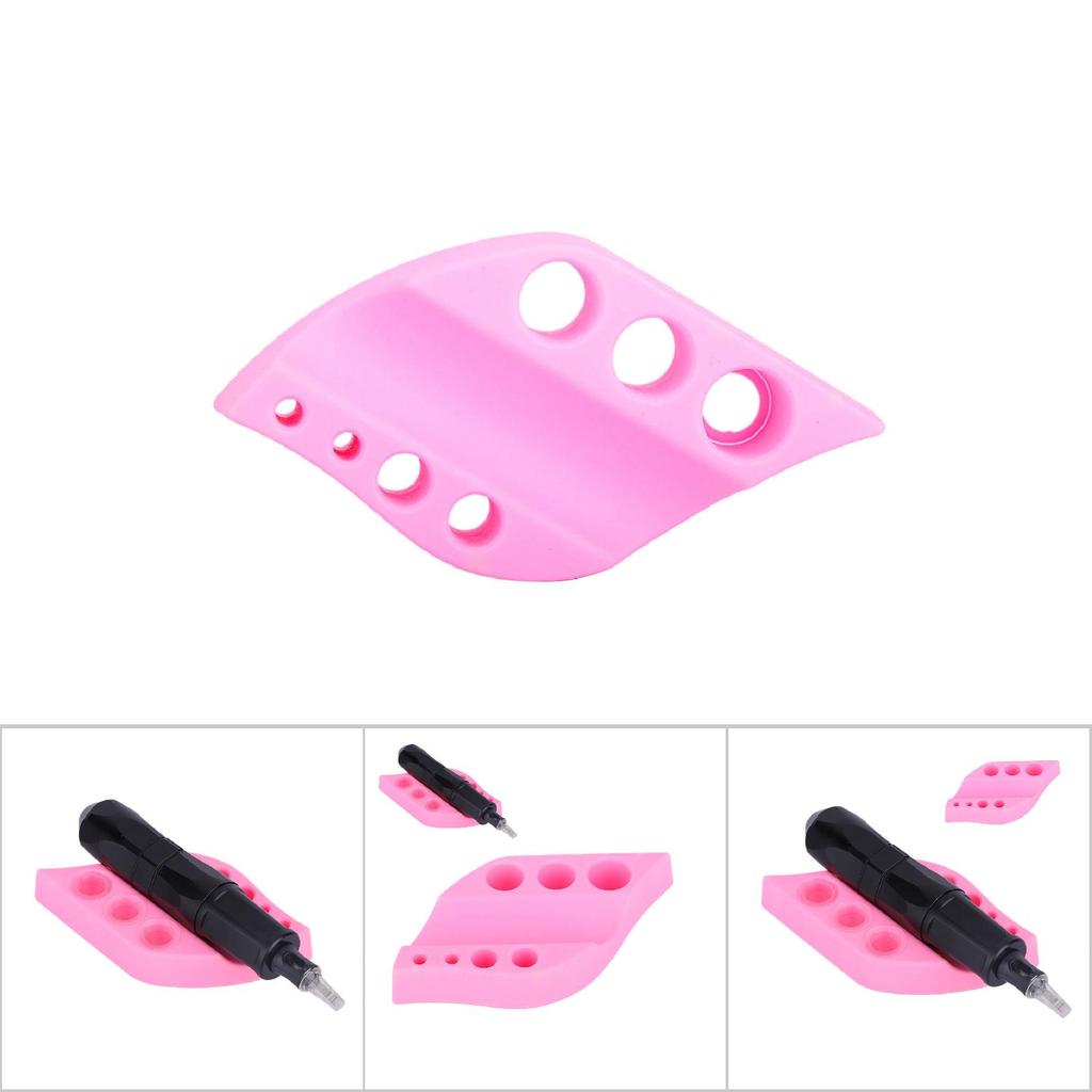 Multi functional Silicone Microblading Pen Rack Tattoo Ink Pigment Cup Holder Stand Pink