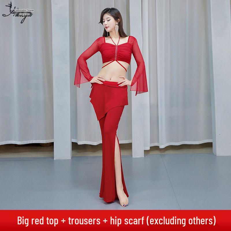 Belly Dance 2025 Women's Long Pants Set - Sexy Spring/Summer Oriental Dance Practice & Performance Costume for Beginners