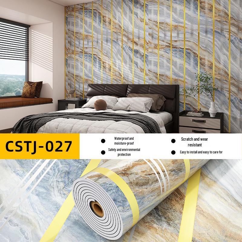 Self-Adhesive Waterproof Imitation Marble Tile Wall Sticker for Bathroom, Living Room, Kitchen, and TV Background.