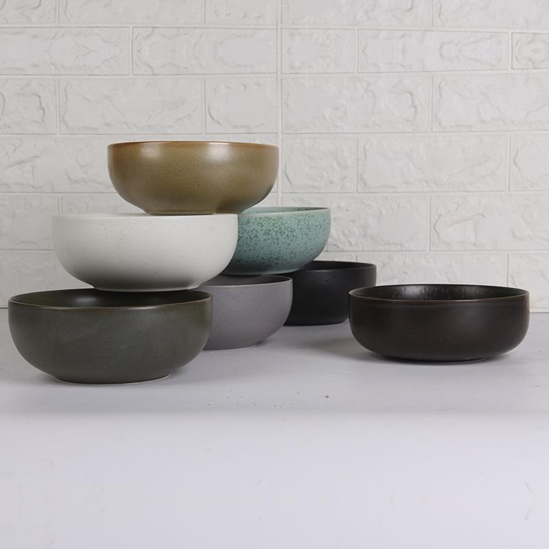 Japanese Wind Kiln Crafted Modern Design Retro Ceramic Bowls Artisanal INS Style Small Porcelain Salad & Soup Combo for Dessert