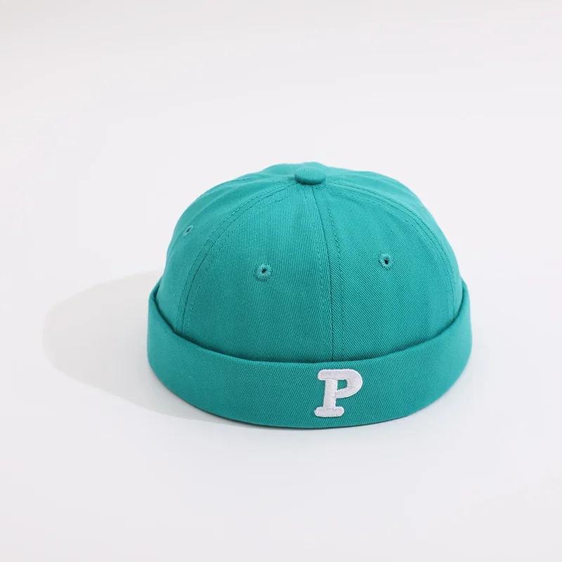 

Spring and Summer Cotton Letter Docker Cap Brimless Hat Beanie Hats Adjustable Solid Landlord Sailor Cap Girl and Boy 01 50cm wear небо синє кольору
