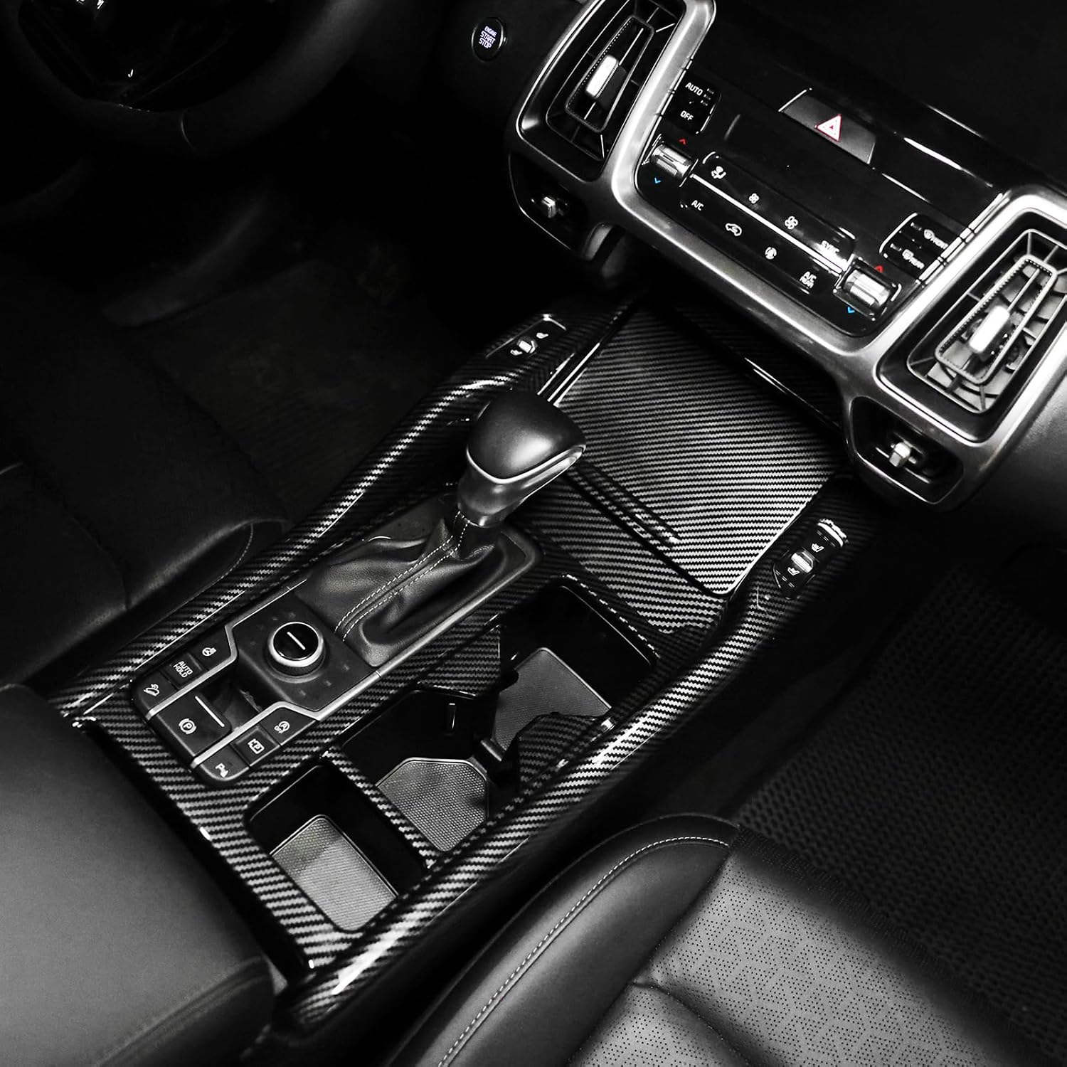 YOUTOOCAR 2PCS Gear Shift Panel Covers Trim Compatible with Kia Sorento 2021-2025 Accessories (Carbon Fiber Pattern) Carbon Fiber Style