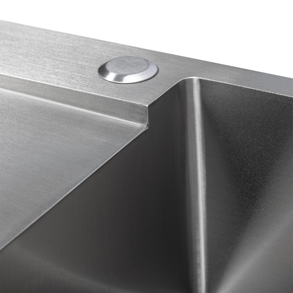 Zlew Zlewozmywak Jednokomorowy Z Ociekaczem Stalowy Z Syfonem Inox Marmara