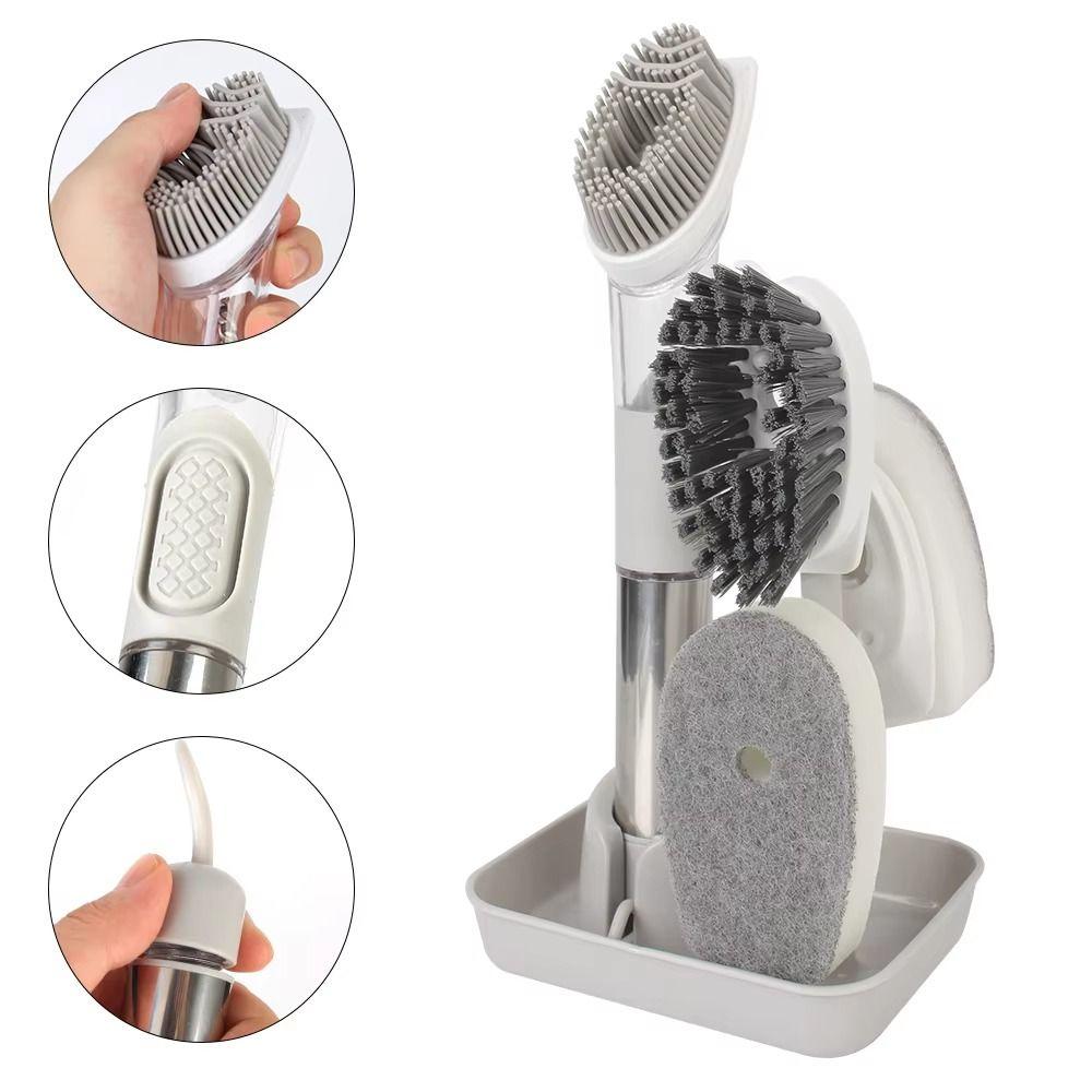 Removable Sponge Dishwashing Brush Liquid Dispenser Pot Washing Brush Household Tools