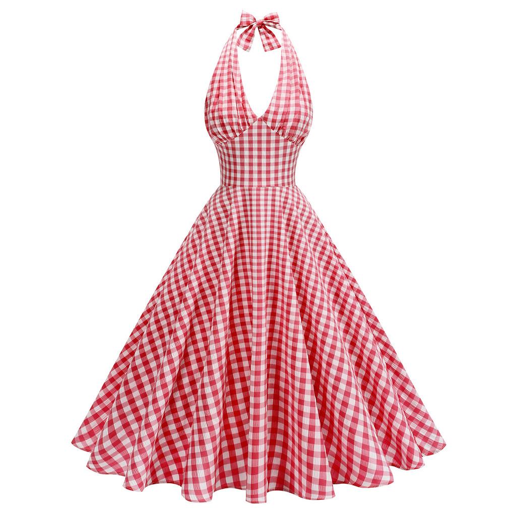 Abito a righe senza maniche a vita alta vintage per un'elegante estate