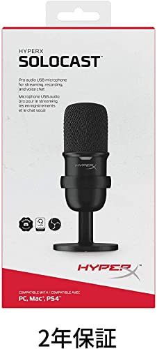 HyperX SoloCast USB Standalone Microphone for Teleworkers, Streamers, Content Creators, and Gamers, Compatible with PC, PS4, and PS5, HMIS1X-XX-BK/G (