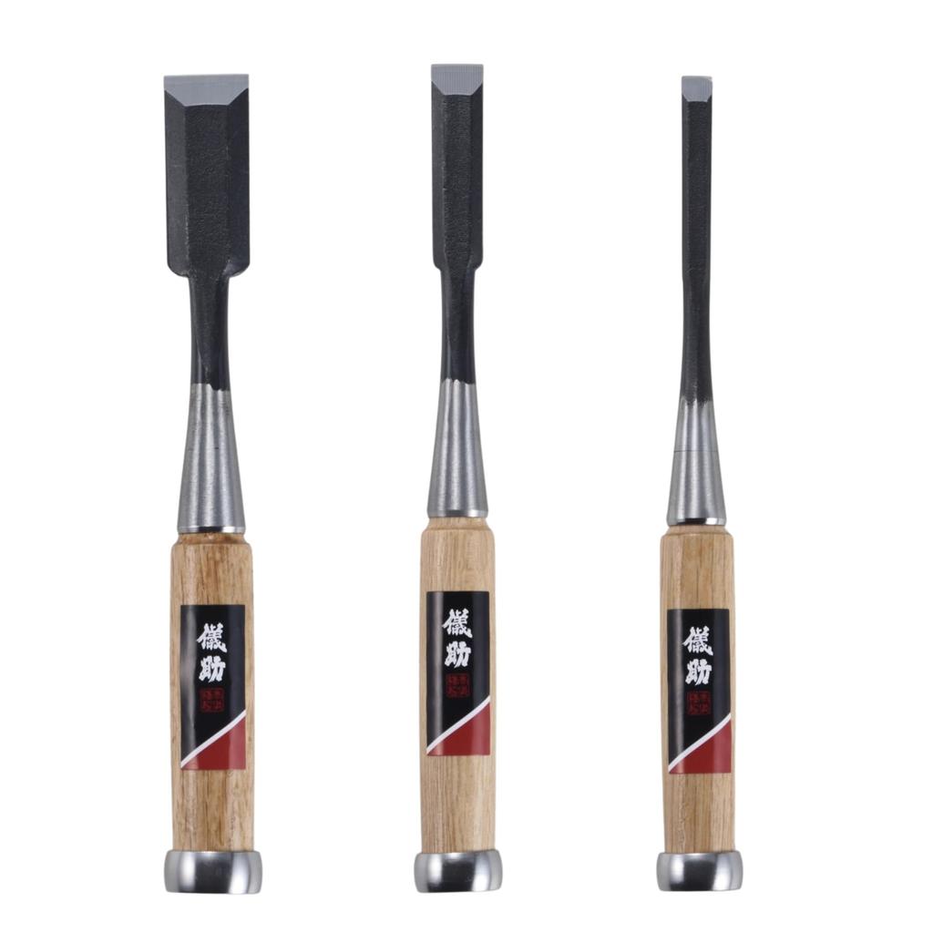 Takagi Chisel Set of 3 (9, 15, and 24mm) by Gisuke, Ideal for Woodworking, DIY Tools