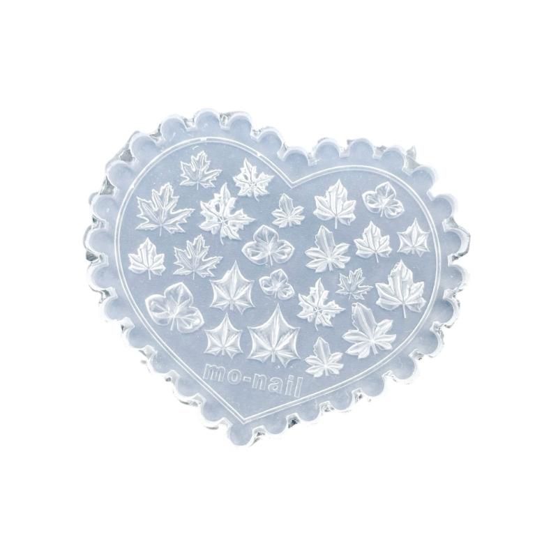 Silikon Nagelkunstform mit Pilz-, Ahornblatt-, Herzmustern für DIY Maniküre-Design, wiederverwendbare Vorlage