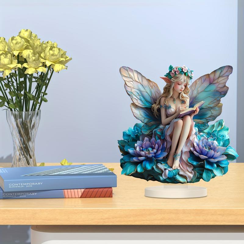 1Pcs Butterfly Fairys Sculpture Ornament Home Decoration Acrylic Butterfly Fairys Statue Figurines Table Centerpieces