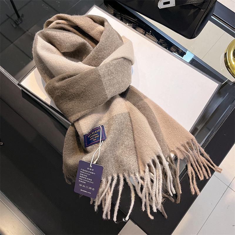 2024 British Red Plaid Imitation Cashmere Scarf: Warm Winter Gift Neck Shawl