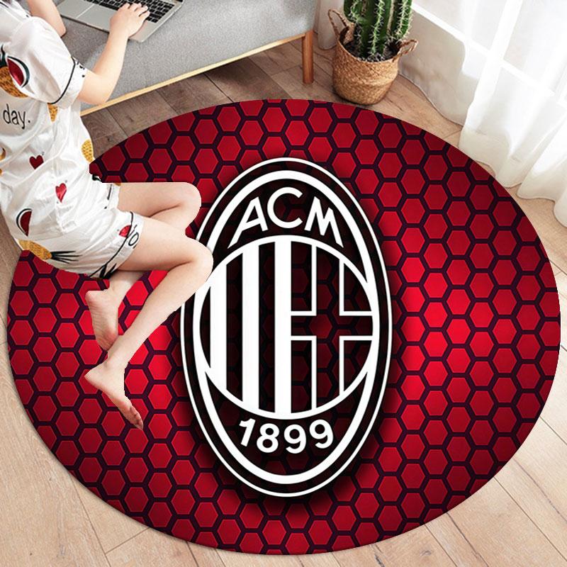 AC Milan Round Area Rug,Carpet Rug for Living Room Bedroom Sofa Playroom Decor,Non-slip Floor Mat