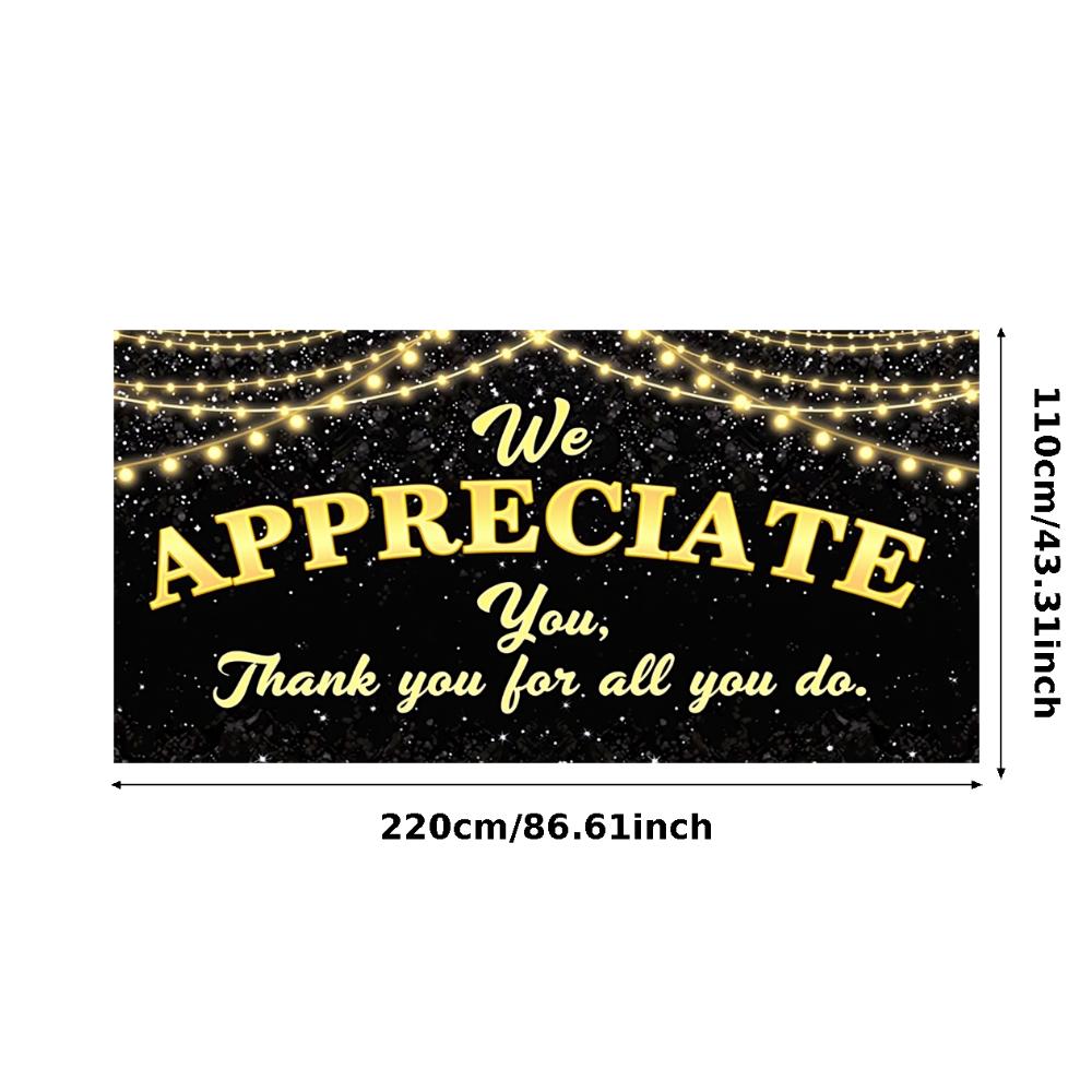 Office Party Banner Durable Thank You Banner Polyester Material Employee Recognition for Company Event Employee Appreciation