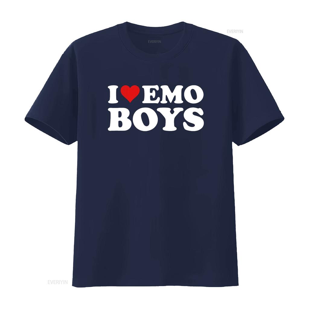 I Love Emo Boys T Shirt vintage Washed Stretched fashion Comfortable Unisex Soft designer clothes Breathable streetwear Stylish