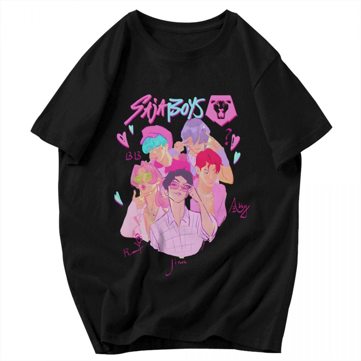 Men T Shirt KPop Demon Hunters Derpy Tiger 2025 Cotton Y2K Graphic Quality Unisex Clothes T Shirts S