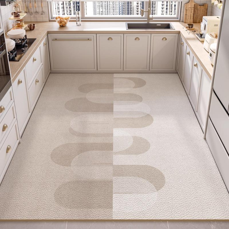 Large PVC Kitchen Floor Mat Non Slip Oil Proof Easy Clean Leather Rug For Balcony
