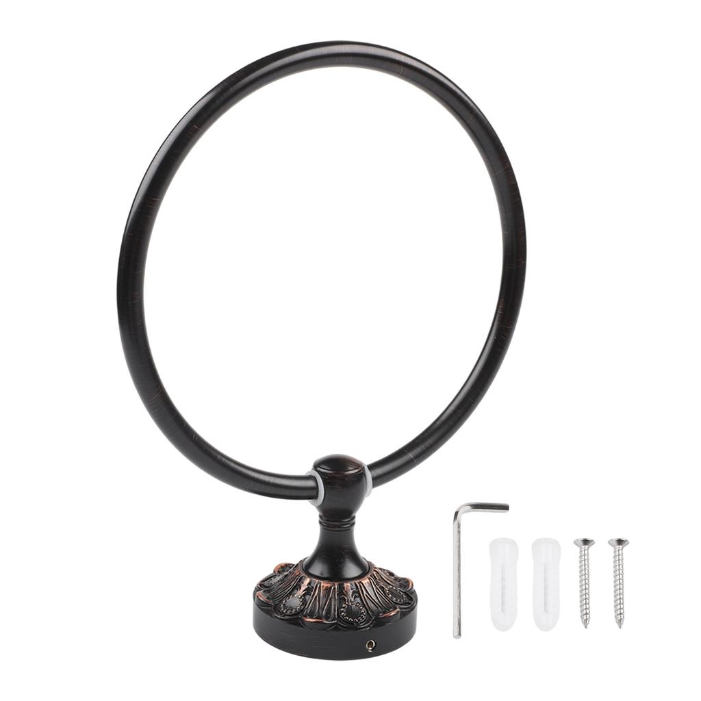 Classic Black Brass Towel Ring for Bathroom Kitchen Bedroom or Living Room with Wall Mount Design and Mounting Screws