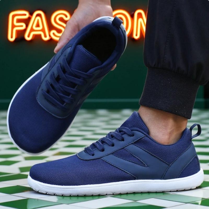 New Men's Wide Toe Shoe Barefoot Casual Wide Sneakers Last Fashionable Canvas Flat Board Shoes Breathable Mesh Men's Flat Shoes