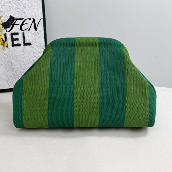 Portable Clutch Purse Woven Striped for Woman, Large Capacity Cosmetic Pouch, Pouch Knit Dumpling Bag, Kiss Lock Handbag Evening, Party Travel Makeup