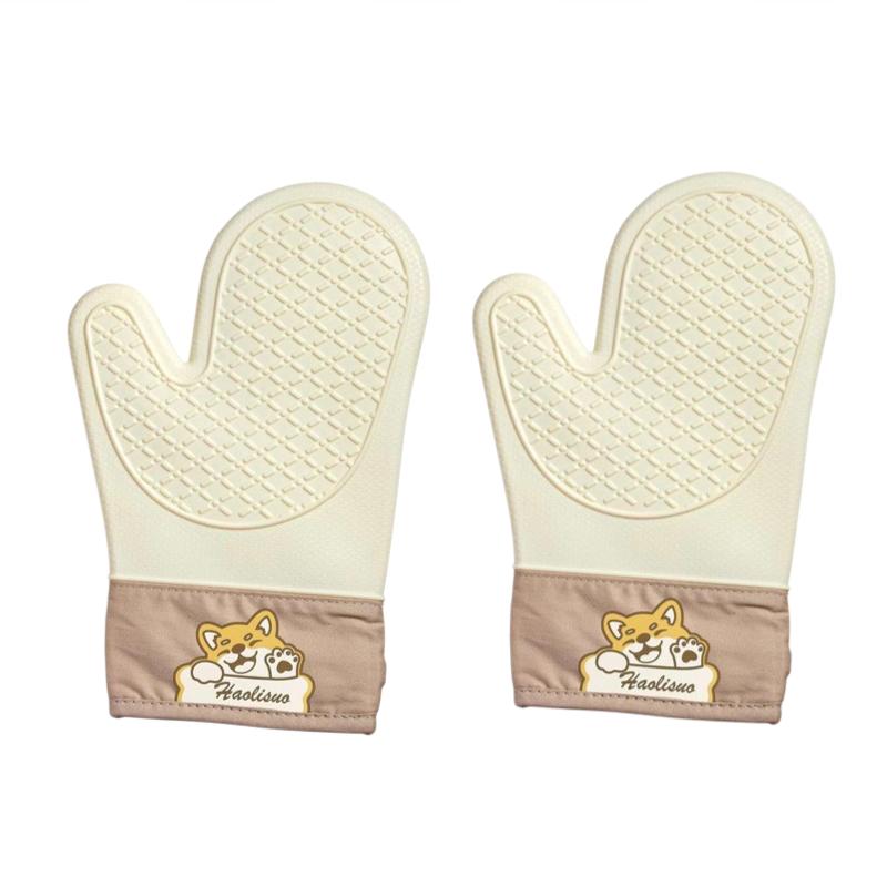 Silicone Heat Insulation Gloves Thickened, Non-slip, High Temperature Oven Gloves Baking and Scalding Kitchen Hand Clamps