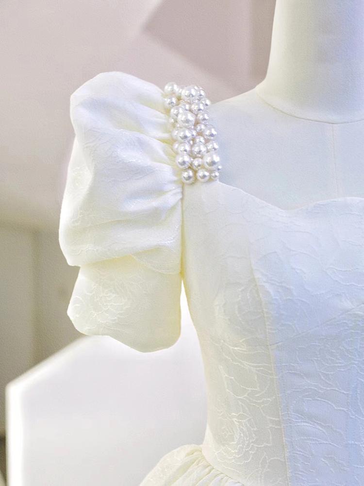 White Evening Gown Wedding Dr 2026 New High End Luxury Engagement Toasting Women's Host Sensation Korean Sle Pearl Embel...