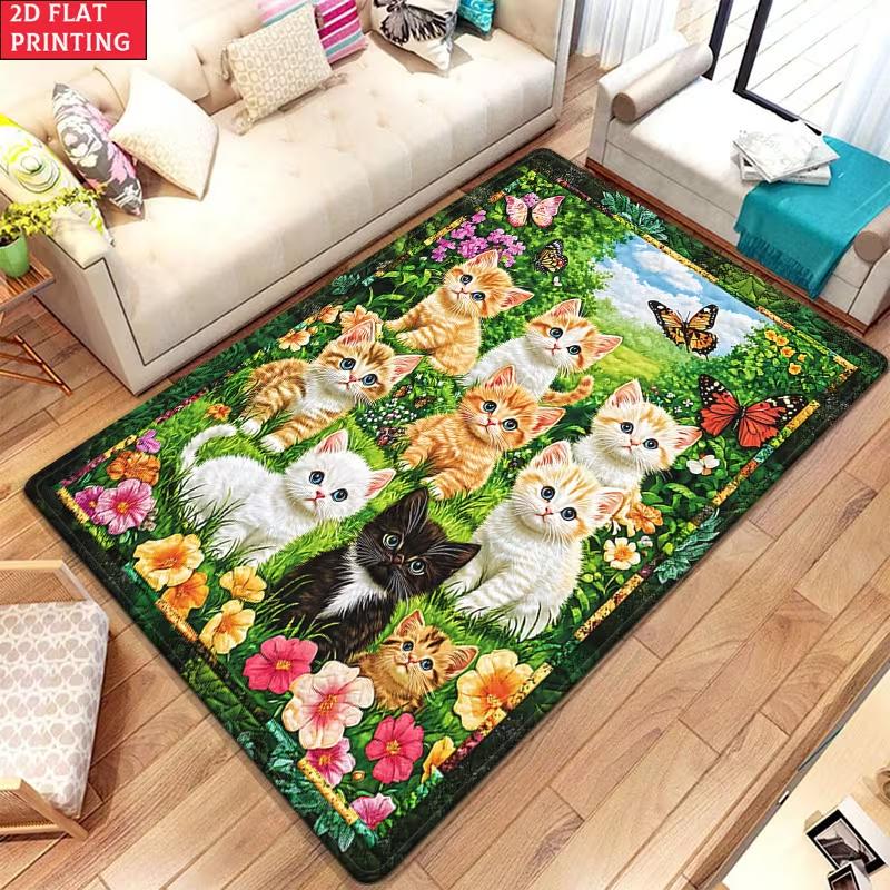 Colorful Cat Family Printed Area Rug Living Room Sofa Rug Bedside Rug Kitchen Mat Living Room Entrance Home Party Floor Mat