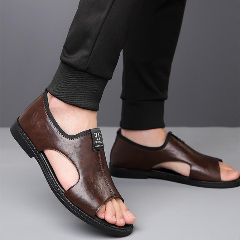 Mens Sandals 2025New Fashion Brand Casual Shoes for Men Outdoor Beach Leather Slippers Comfortable Flat Sandals Sandalias Hombre