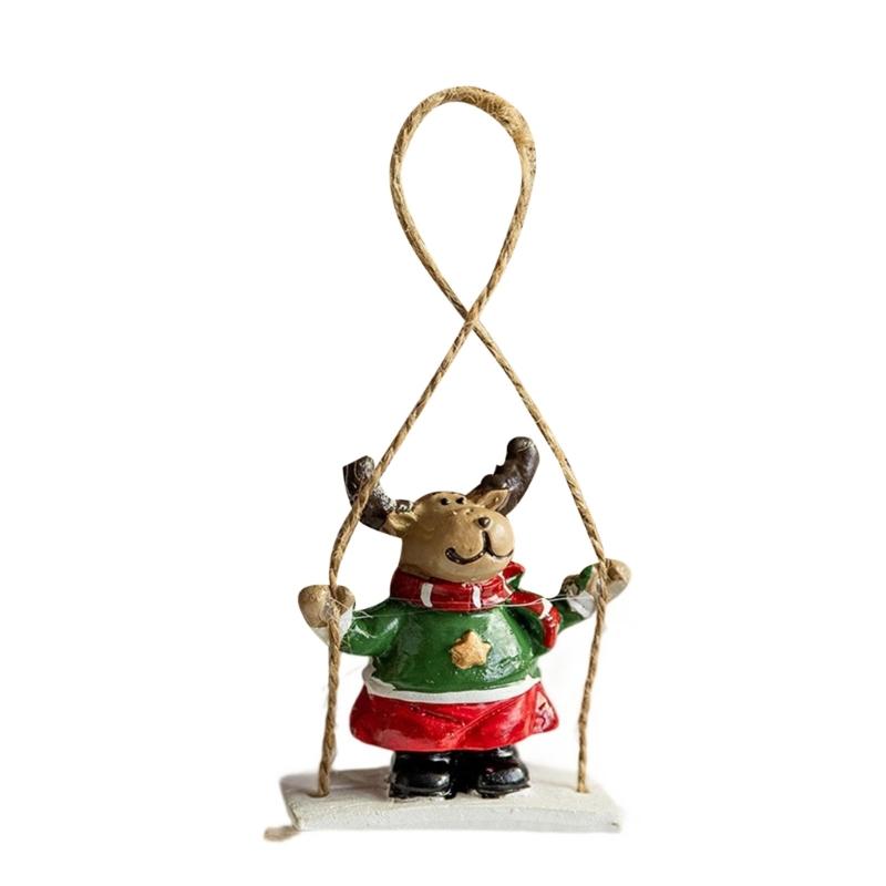 

Handcrafted Santa Reindeer Ornament Durable Resin Christmas Decoration Easy Hanging For Tree Homes Festival Gift