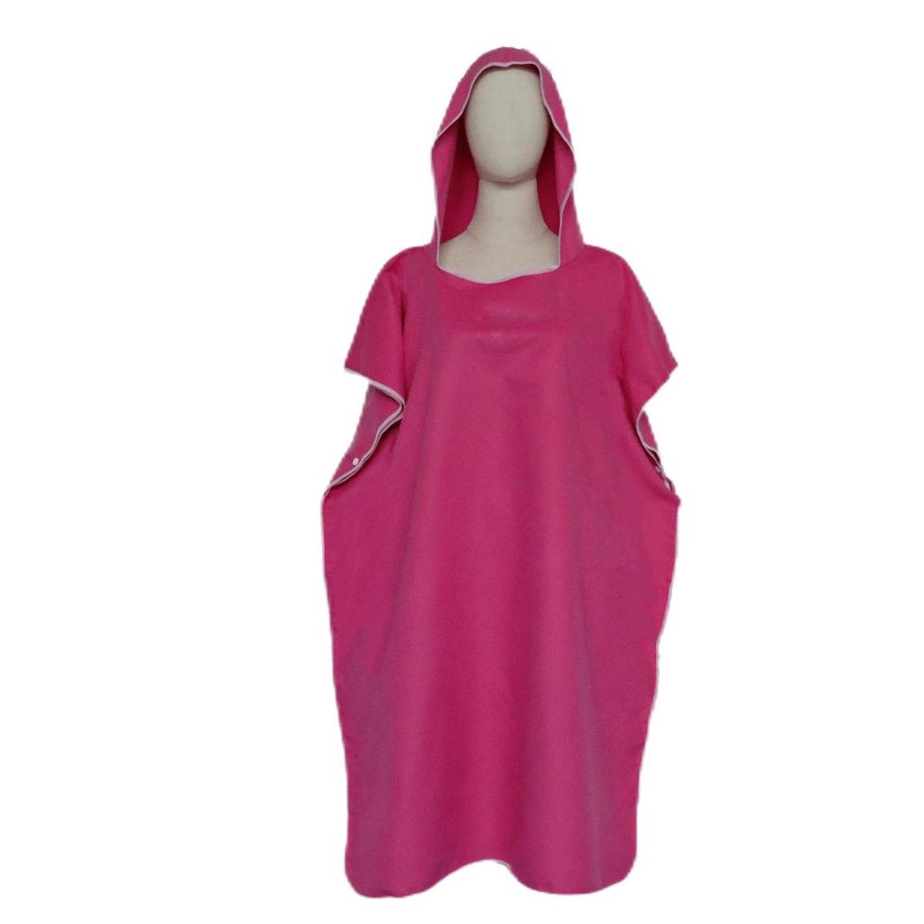Microfiber Quick-Dry Beach Robe - Solid Color, Absorbent Changing Poncho