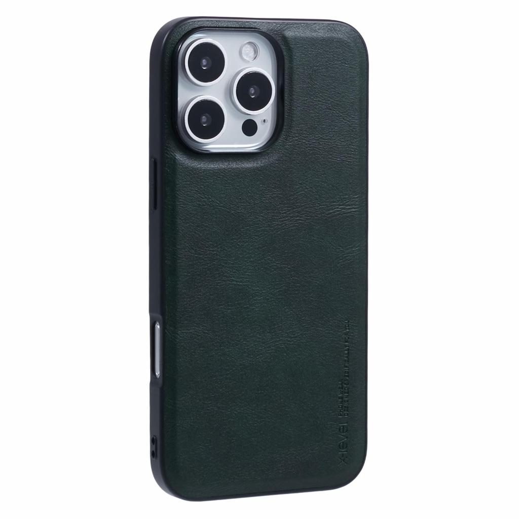 X-LEVEL Bojue-3 Series For iPhone 16 Pro Case Leather Coated PC+TPU Anti-Scratch Protective Cover