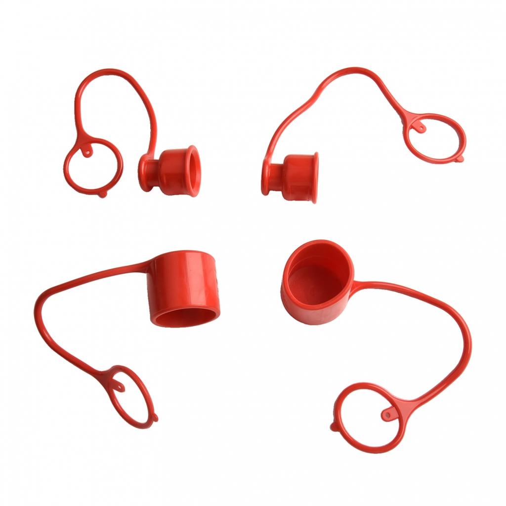 Weatherproof For Hydraulic Coupler Dust Covers 2 Sets Flat Face Red Color