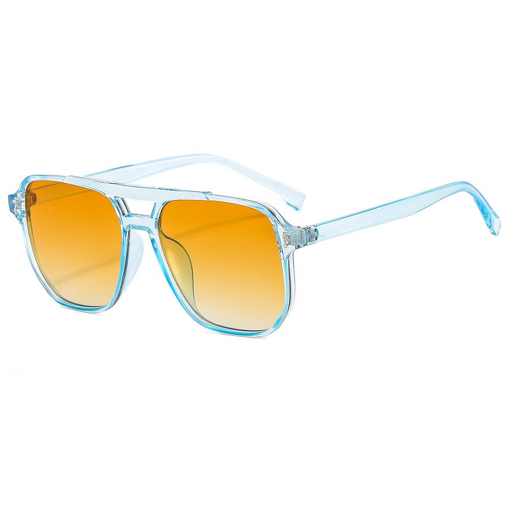 Trendy Retro Double Beam Sunglasses for Women - Large Frame, Ocean Lens, European & American Style