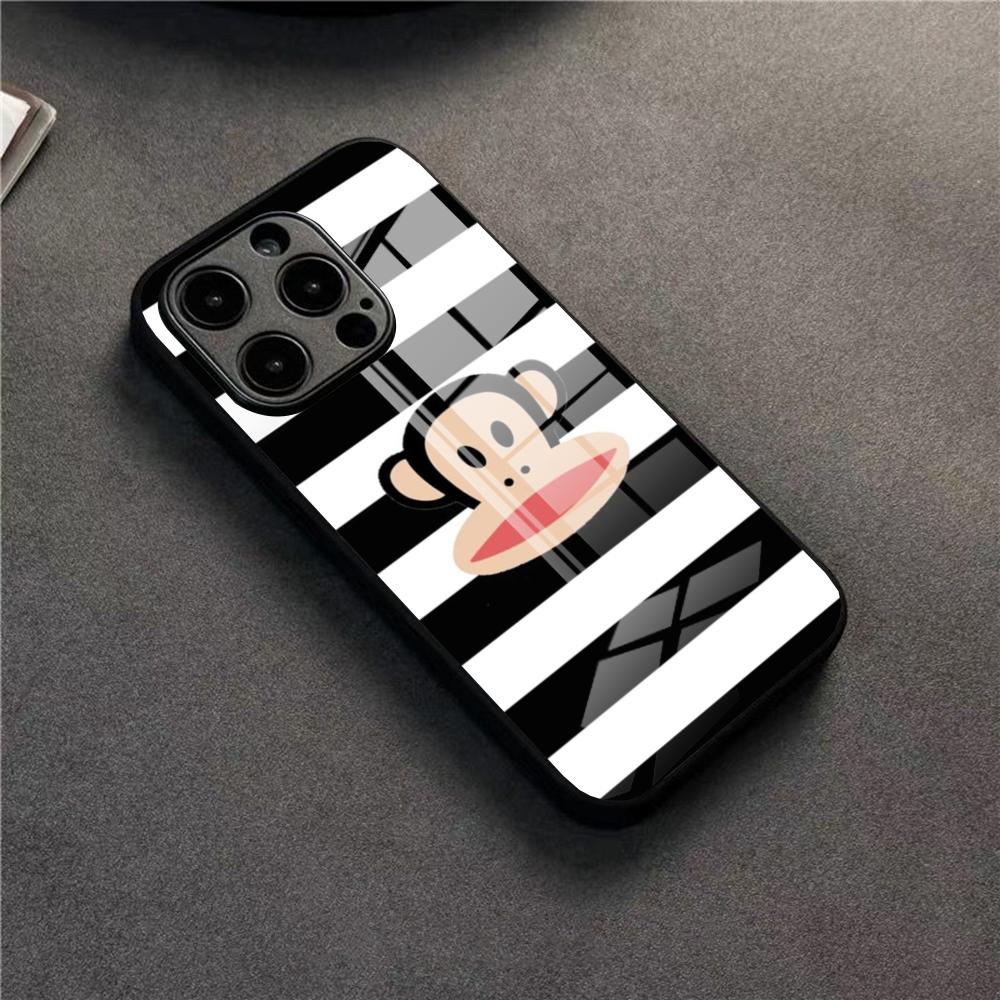 P-Paul F-Frank Big Mouth Monkey Phone Case For 17 Pro Max IPhone 16 Pro 14 12 11 13 Mini X XR XS 15 Plus SE Glass Cover
