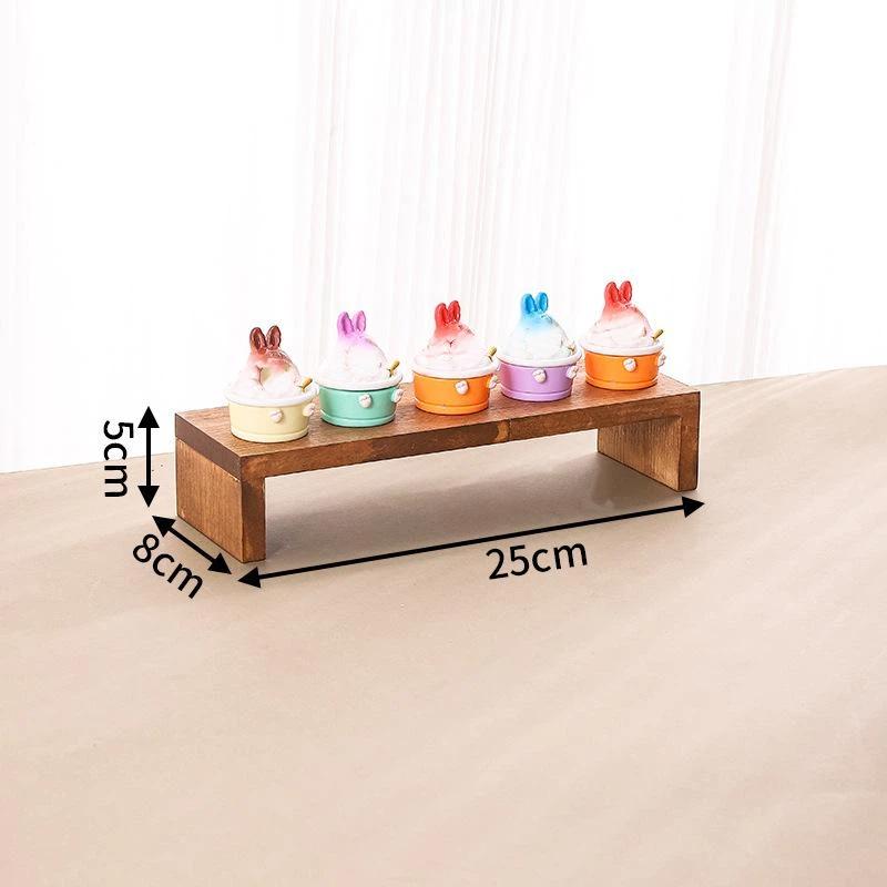 Rectangle Wood Jewelry Display Risers, Wood Shelf Showcase Fixtures Detachable Display Stand For Crafts